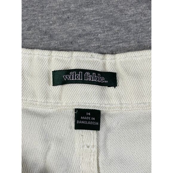 Wild Fable White Button Fly High Rise Distressed Raw Hem Denim Shorts Size 14 Lg - Picture 5 of 9